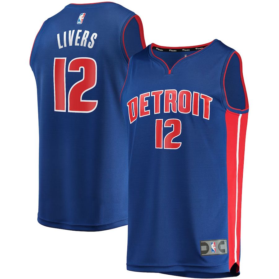 Men Detroit Pistons #12 Isaiah Livers Fanatics Branded Blue Fast Break Replica NBA Jersey->detroit pistons->NBA Jersey